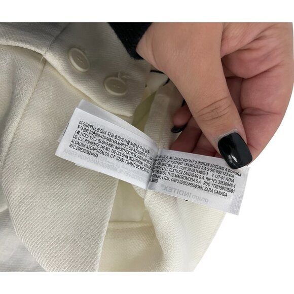 Zara Womens Pants Medium M Trousers White Wide Leg Pleated Linen 2365/586 NWT - Picture 8 of 14